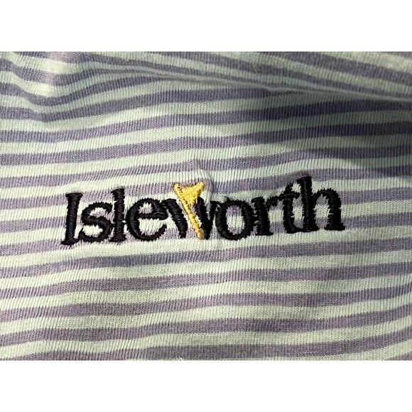 Peter Millar Golf Polo Shirt Men’s Blue Striped Isleworth 100% PIMA Cotton EUC - Picture 2 of 6